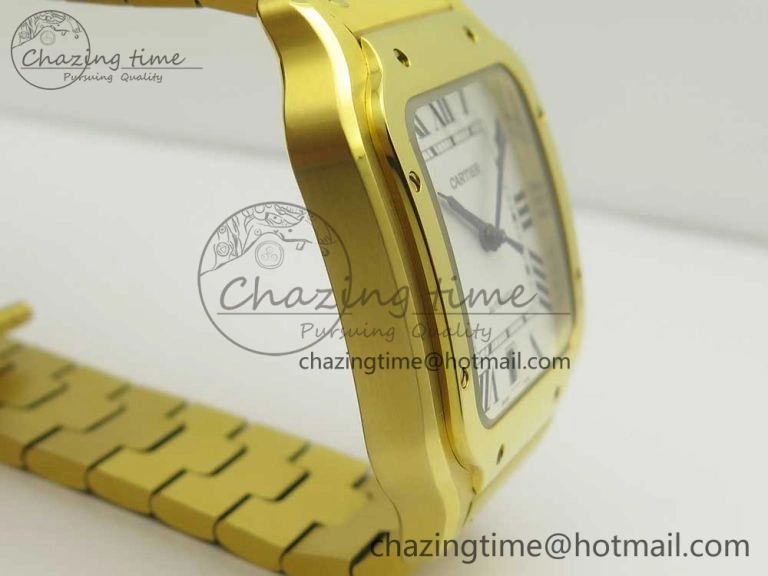 Santos de Cartier 40mm 2018 BVF 1:1 Best Edition YG White Dial on YG SmartLinks Bracelet MIYOTA 9015