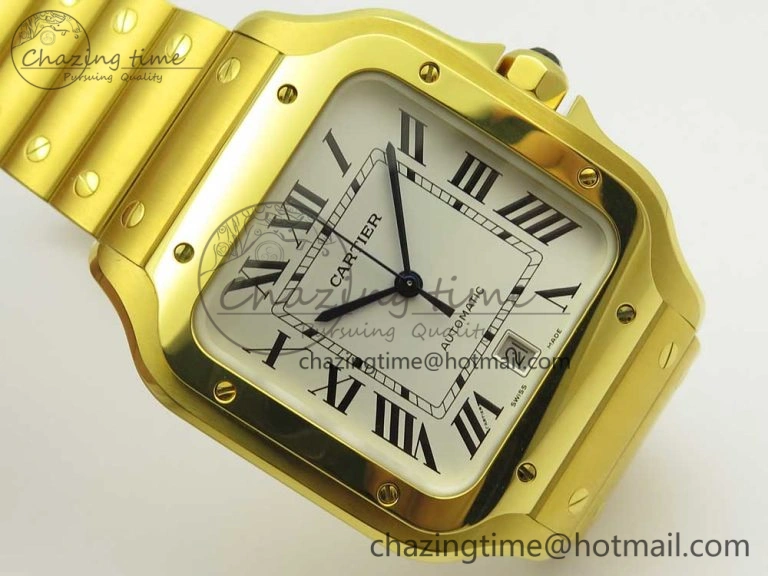 Santos de Cartier 40mm 2018 BVF 1:1 Best Edition YG White Dial on YG SmartLinks Bracelet MIYOTA 9015