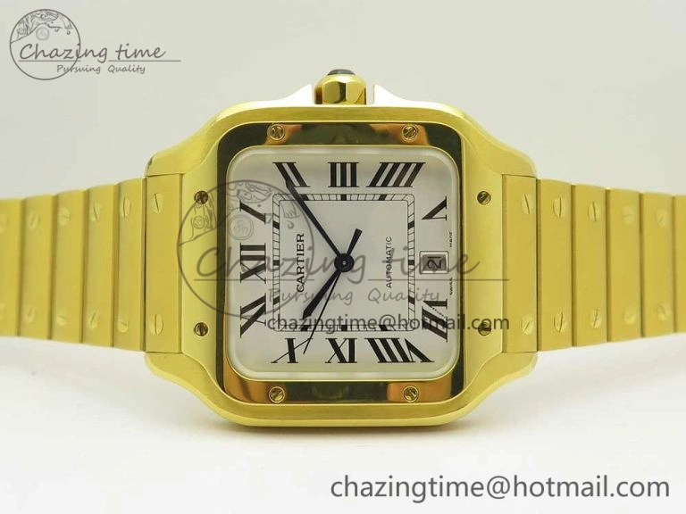 Santos de Cartier 40mm 2018 BVF 1:1 Best Edition YG White Dial on YG SmartLinks Bracelet MIYOTA 9015