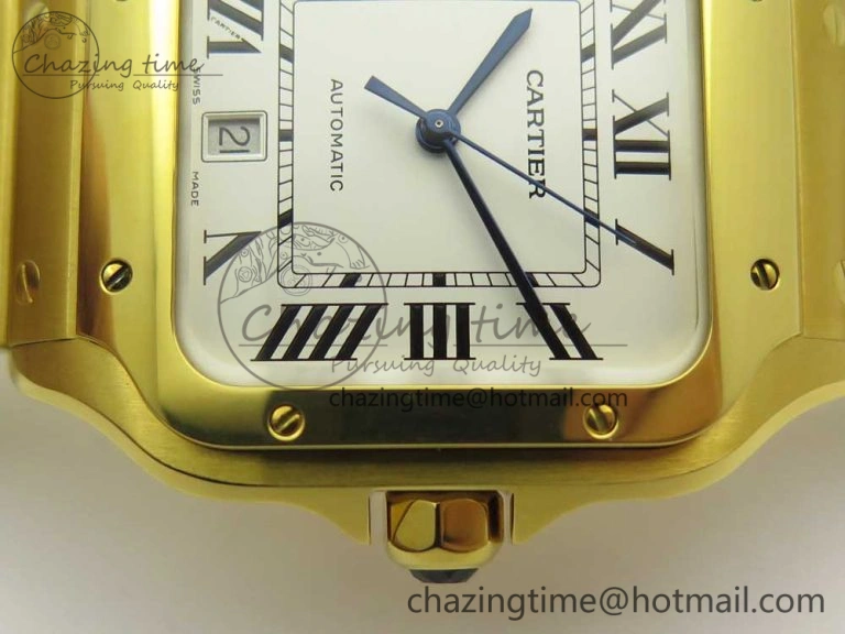 Santos de Cartier 40mm 2018 BVF 1:1 Best Edition YG White Dial on YG SmartLinks Bracelet MIYOTA 9015