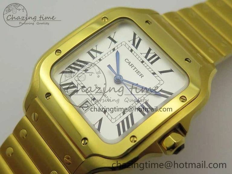 Santos de Cartier 40mm 2018 BVF 1:1 Best Edition YG White Dial on YG SmartLinks Bracelet MIYOTA 9015