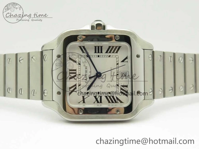 Santos de Cartier 40mm 2018 GF 1:1 Best Edition White Dial on SS SmartLinks Bracelet MIYOTA 9015 (Free Leather)
