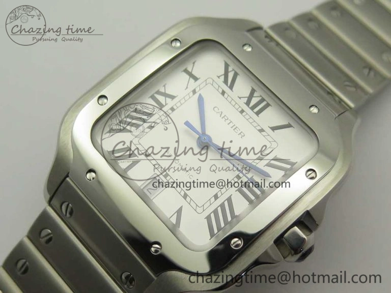 Santos de Cartier 40mm 2018 GF 1:1 Best Edition White Dial on SS SmartLinks Bracelet MIYOTA 9015 (Free Leather)