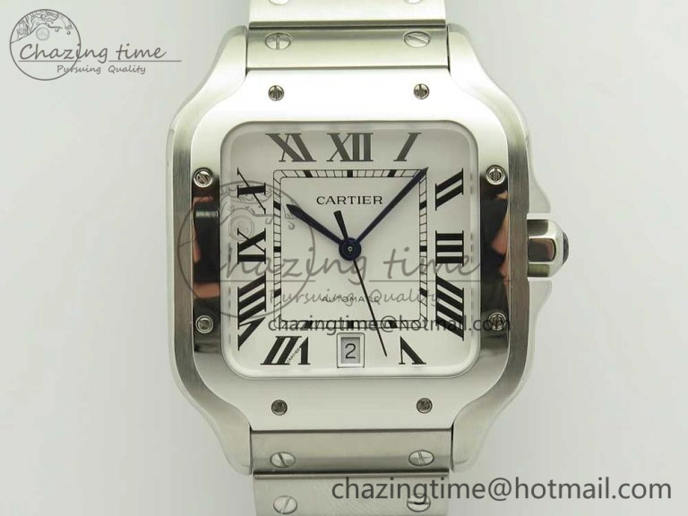 Santos de Cartier 40mm 2018 GF 1:1 Best Edition White Dial on SS SmartLinks Bracelet MIYOTA 9015 (Free Leather)