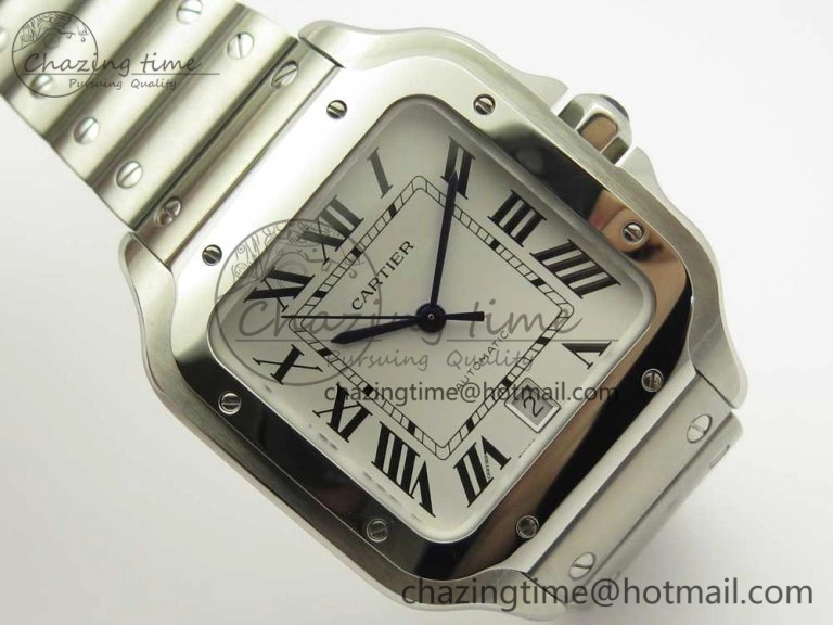 Santos de Cartier 40mm 2018 GF 1:1 Best Edition White Dial on SS SmartLinks Bracelet MIYOTA 9015 (Free Leather)