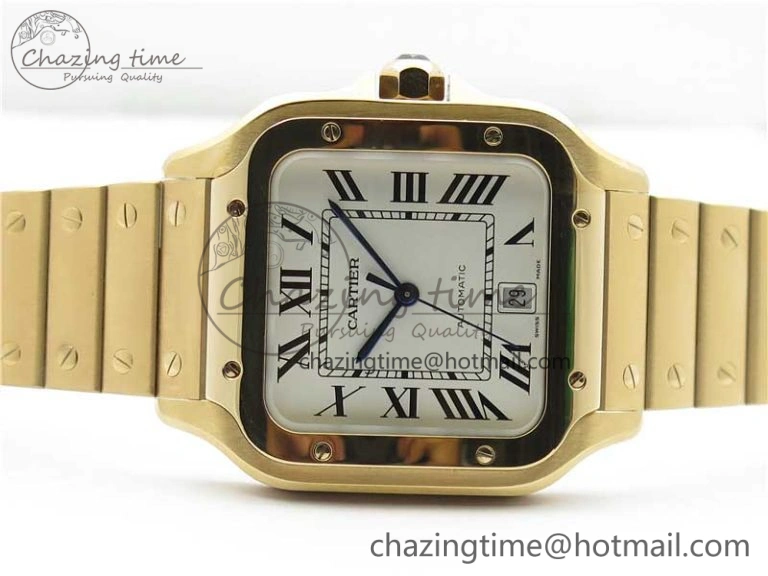 Santos de Cartier 40mm 2018 RG RXW 1:1 Best Edition White Dial on SmartLinks Bracelet MIYOTA 9015