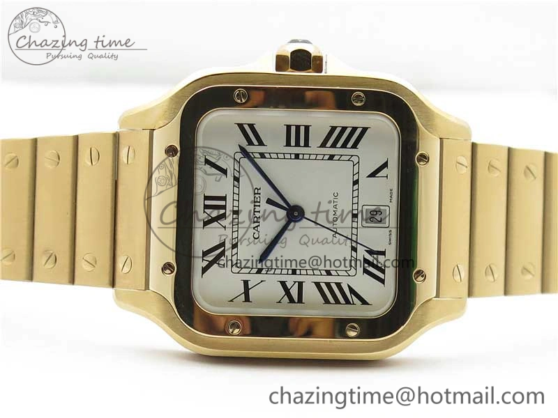 Santos de Cartier 40mm 2018 RG RXW 1:1 Best Edition White Dial on SmartLinks Bracelet MIYOTA 9015