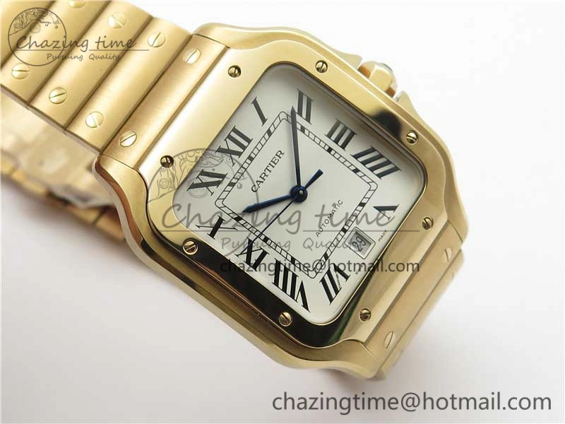 Santos de Cartier 40mm 2018 RG RXW 1:1 Best Edition White Dial on SmartLinks Bracelet MIYOTA 9015