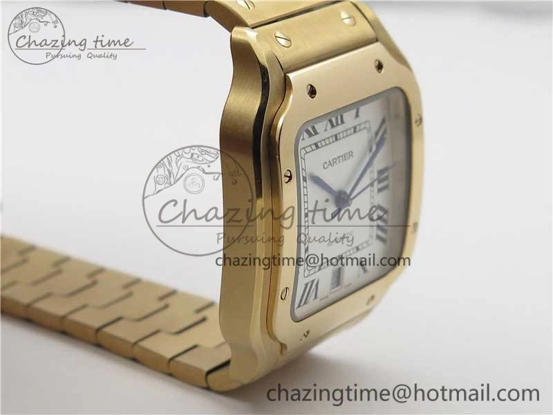 Santos de Cartier 40mm 2018 RG RXW 1:1 Best Edition White Dial on SmartLinks Bracelet MIYOTA 9015