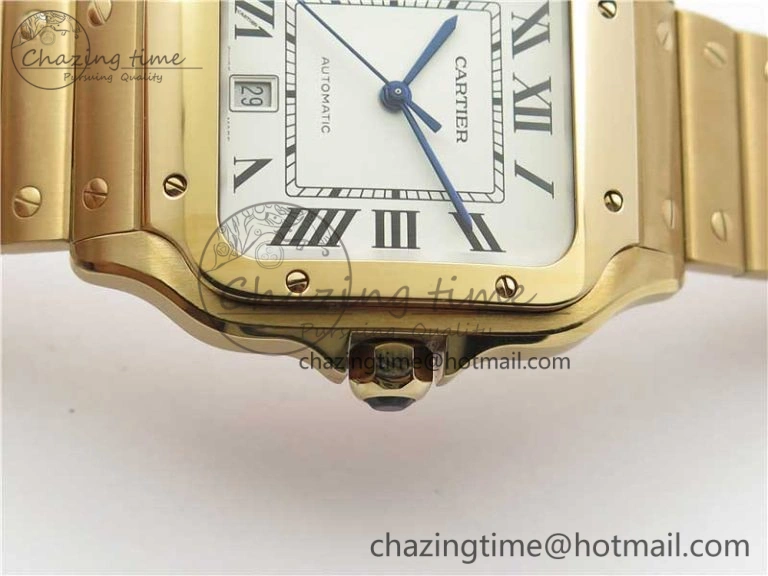 Santos de Cartier 40mm 2018 RG RXW 1:1 Best Edition White Dial on SmartLinks Bracelet MIYOTA 9015