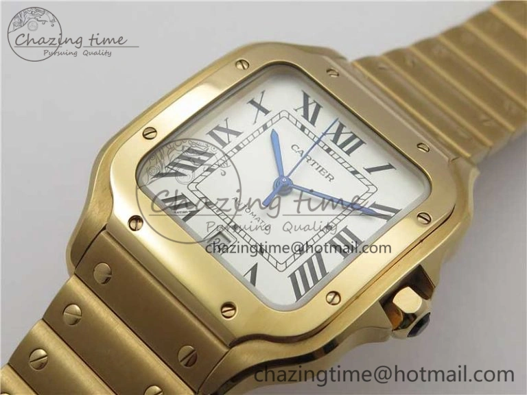 Santos de Cartier 40mm 2018 RG RXW 1:1 Best Edition White Dial on SmartLinks Bracelet MIYOTA 9015
