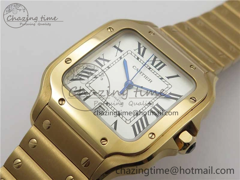 Santos de Cartier 40mm 2018 RG RXW 1:1 Best Edition White Dial on SmartLinks Bracelet MIYOTA 9015