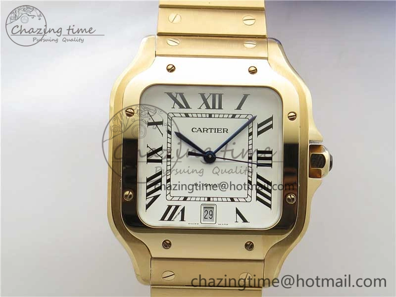 Santos de Cartier 40mm 2018 RG RXW 1:1 Best Edition White Dial on SmartLinks Bracelet MIYOTA 9015