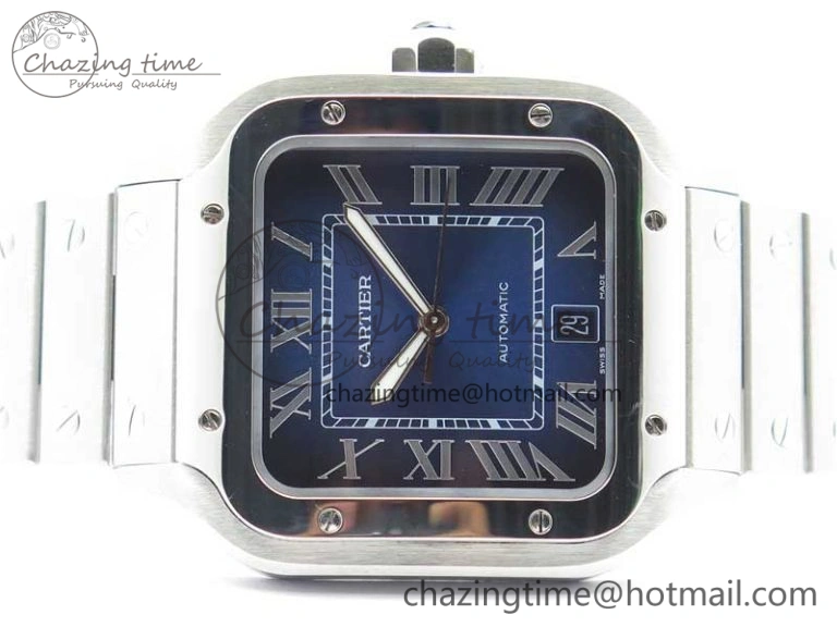 Santos de Cartier 40mm 2018 RXW 1:1 Best Edition Blue Dial on SS SmartLinks Bracelet MIYOTA 9015