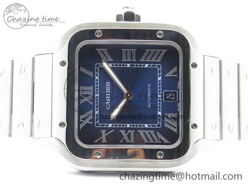 Santos de Cartier 40mm 2018 RXW 1:1 Best Edition Blue Dial on SS SmartLinks Bracelet MIYOTA 9015