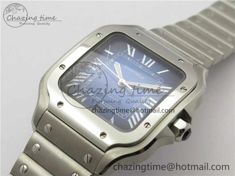 Santos de Cartier 40mm 2018 RXW 1:1 Best Edition Blue Dial on SS SmartLinks Bracelet MIYOTA 9015