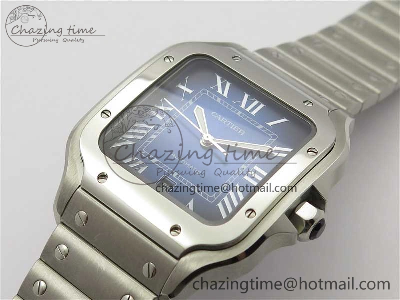 Santos de Cartier 40mm 2018 RXW 1:1 Best Edition Blue Dial on SS SmartLinks Bracelet MIYOTA 9015