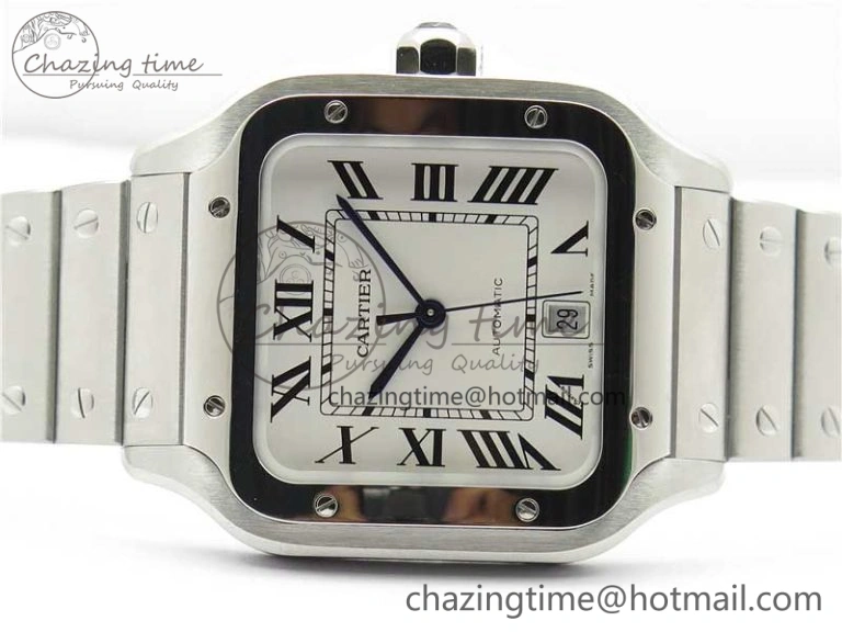 Santos de Cartier 40mm 2018 RXW 1:1 Best Edition White Dial on SS SmartLinks Bracelet MIYOTA 9015