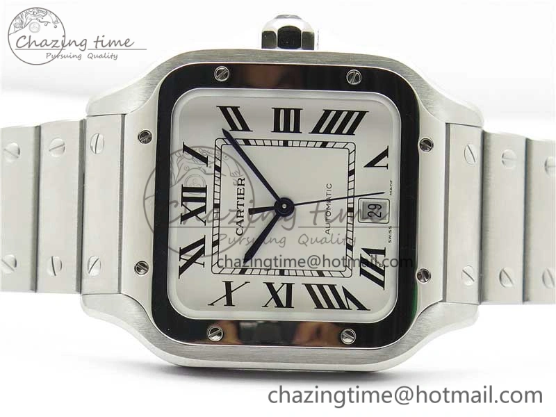 Santos de Cartier 40mm 2018 RXW 1:1 Best Edition White Dial on SS SmartLinks Bracelet MIYOTA 9015
