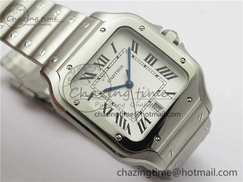 Santos de Cartier 40mm 2018 RXW 1:1 Best Edition White Dial on SS SmartLinks Bracelet MIYOTA 9015