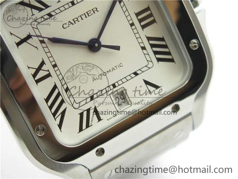 Santos de Cartier 40mm 2018 RXW 1:1 Best Edition White Dial on SS SmartLinks Bracelet MIYOTA 9015