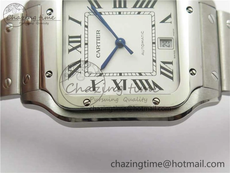 Santos de Cartier 40mm 2018 RXW 1:1 Best Edition White Dial on SS SmartLinks Bracelet MIYOTA 9015