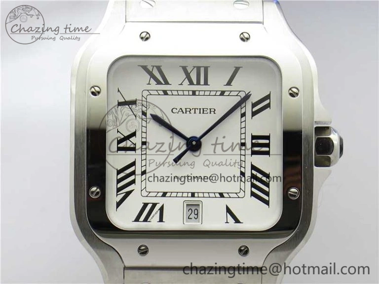 Santos de Cartier 40mm 2018 RXW 1:1 Best Edition White Dial on SS SmartLinks Bracelet MIYOTA 9015