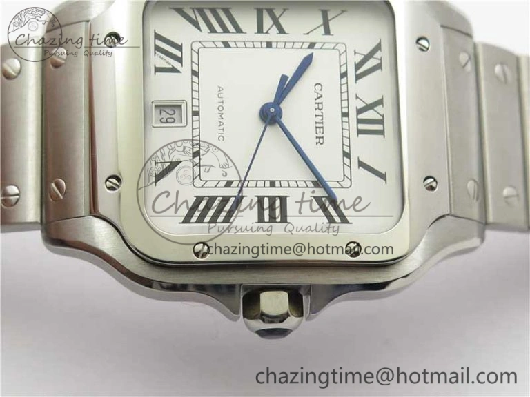 Santos de Cartier 40mm 2018 RXW 1:1 Best Edition White Dial on SS SmartLinks Bracelet MIYOTA 9015
