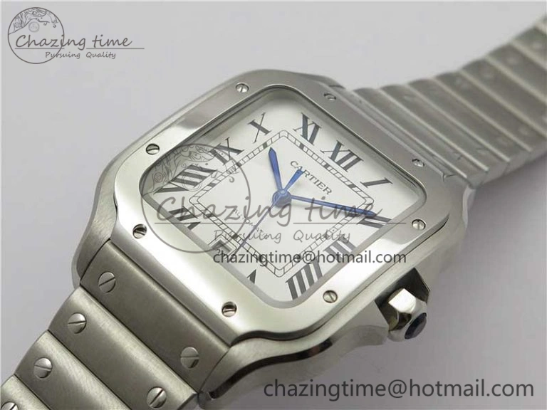 Santos de Cartier 40mm 2018 RXW 1:1 Best Edition White Dial on SS SmartLinks Bracelet MIYOTA 9015