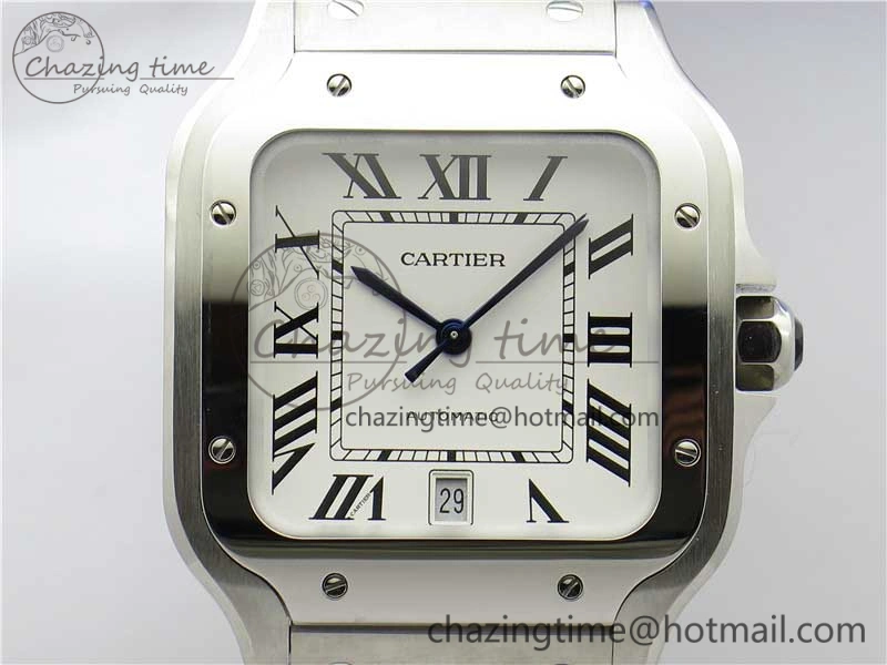 Santos de Cartier 40mm 2018 RXW 1:1 Best Edition White Dial on SS SmartLinks Bracelet MIYOTA 9015