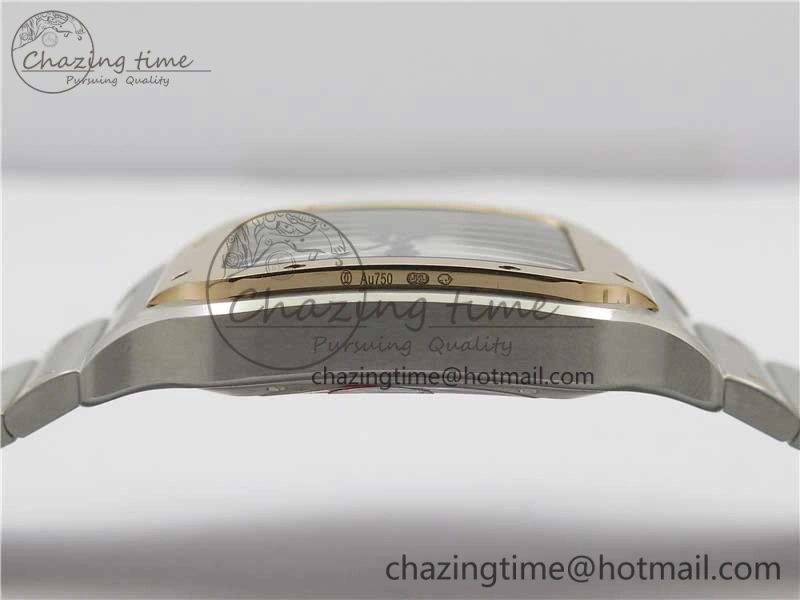 Santos de Cartier 40mm 2018 SS RG RXW 1:1 Best Edition White Dial on SS RG SmartLinks Bracelet MIYOTA 9015