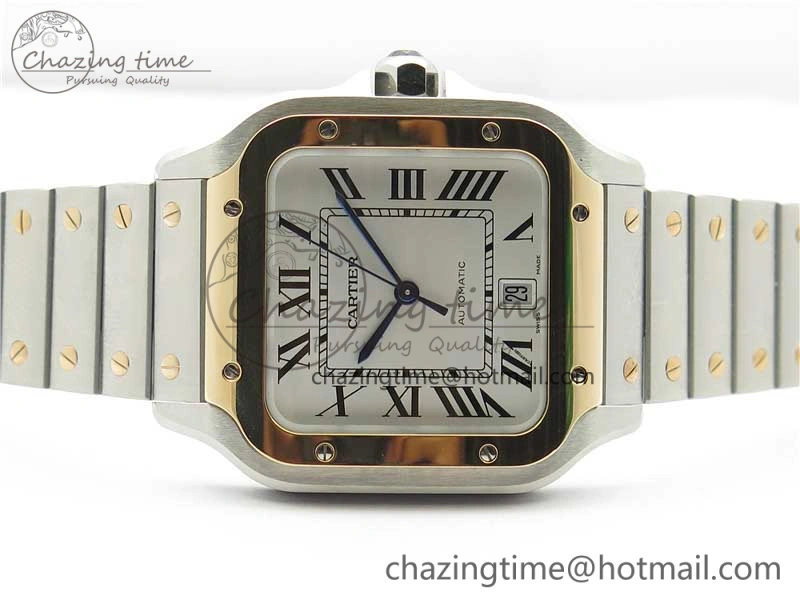 Santos de Cartier 40mm 2018 SS RG RXW 1:1 Best Edition White Dial on SS RG SmartLinks Bracelet MIYOTA 9015