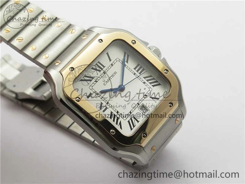 Santos de Cartier 40mm 2018 SS RG RXW 1:1 Best Edition White Dial on SS RG SmartLinks Bracelet MIYOTA 9015