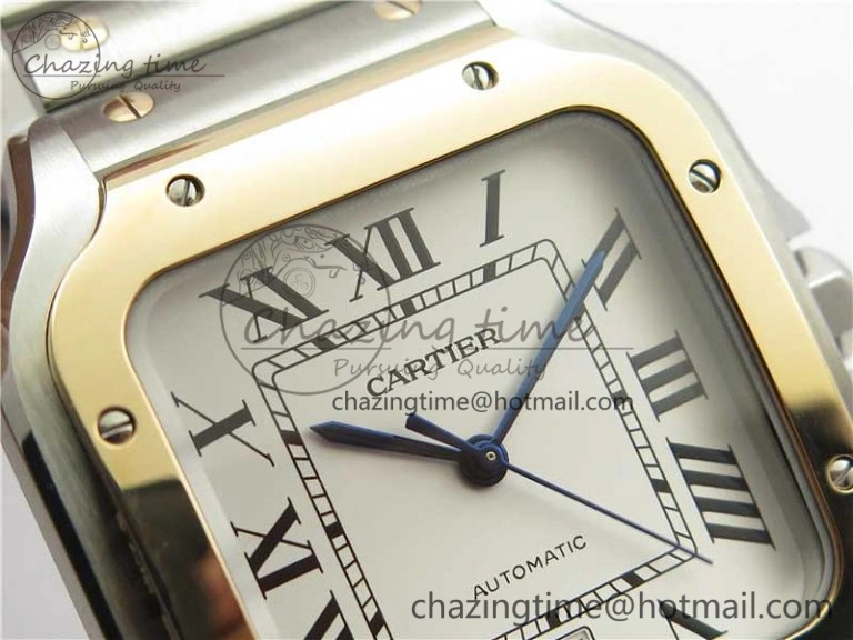 Santos de Cartier 40mm 2018 SS RG RXW 1:1 Best Edition White Dial on SS RG SmartLinks Bracelet MIYOTA 9015