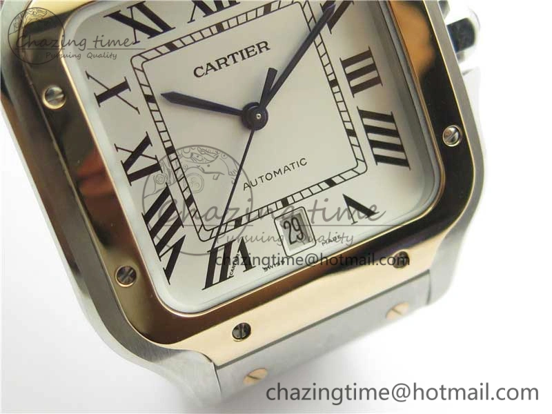 Santos de Cartier 40mm 2018 SS RG RXW 1:1 Best Edition White Dial on SS RG SmartLinks Bracelet MIYOTA 9015