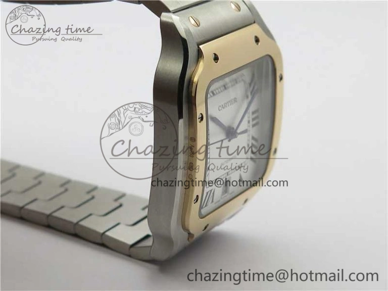 Santos de Cartier 40mm 2018 SS RG RXW 1:1 Best Edition White Dial on SS RG SmartLinks Bracelet MIYOTA 9015
