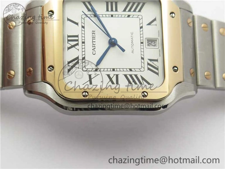 Santos de Cartier 40mm 2018 SS RG RXW 1:1 Best Edition White Dial on SS RG SmartLinks Bracelet MIYOTA 9015