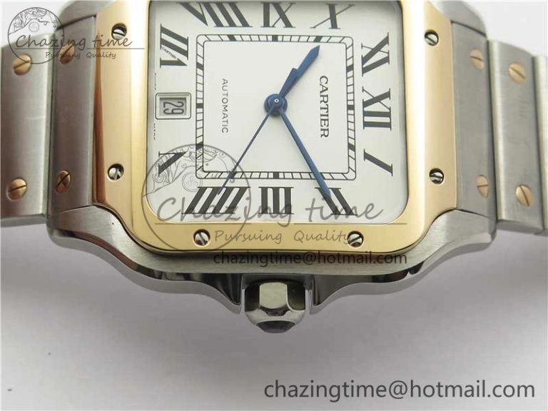 Santos de Cartier 40mm 2018 SS RG RXW 1:1 Best Edition White Dial on SS RG SmartLinks Bracelet MIYOTA 9015
