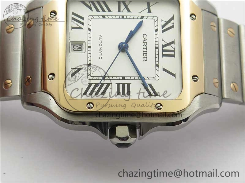 Santos de Cartier 40mm 2018 SS RG RXW 1:1 Best Edition White Dial on SS RG SmartLinks Bracelet MIYOTA 9015