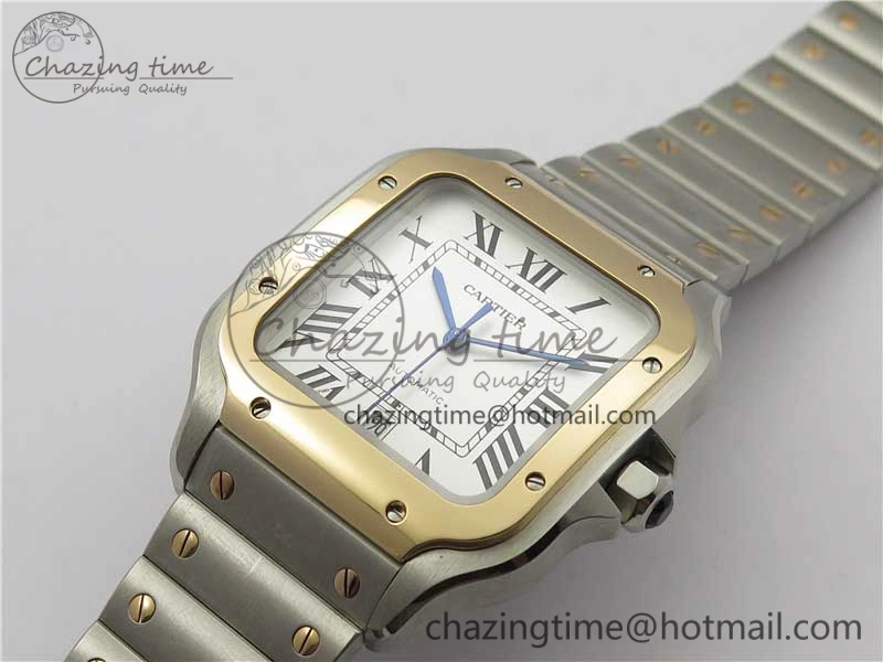 Santos de Cartier 40mm 2018 SS RG RXW 1:1 Best Edition White Dial on SS RG SmartLinks Bracelet MIYOTA 9015