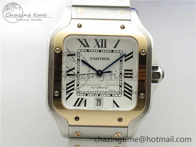 Santos de Cartier 40mm 2018 SS RG RXW 1:1 Best Edition White Dial on SS RG SmartLinks Bracelet MIYOTA 9015