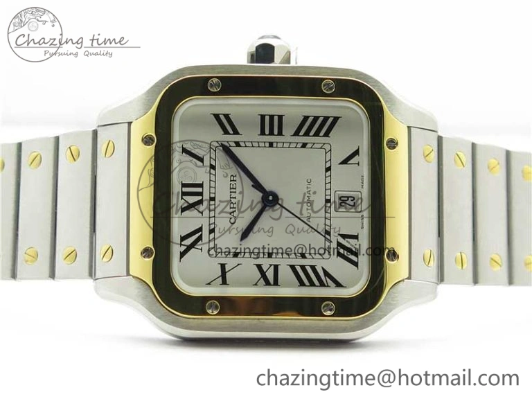 Santos de Cartier 40mm 2018 SS YG RXW 1:1 Best Edition White Dial on SS YG SmartLinks Bracelet MIYOTA 9015