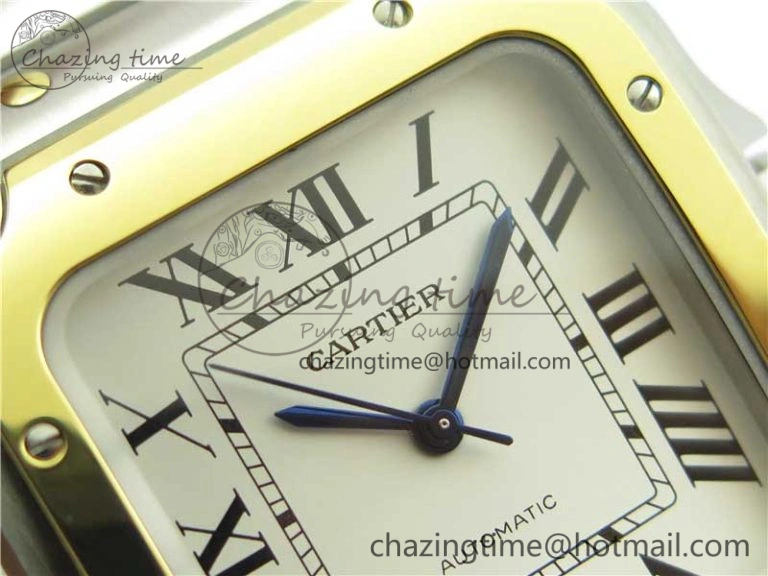 Santos de Cartier 40mm 2018 SS YG RXW 1:1 Best Edition White Dial on SS YG SmartLinks Bracelet MIYOTA 9015