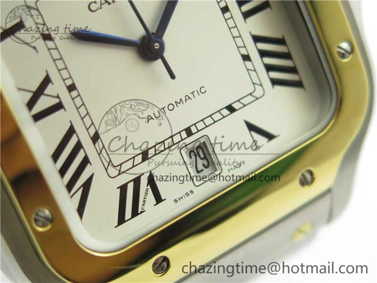 Santos de Cartier 40mm 2018 SS YG RXW 1:1 Best Edition White Dial on SS YG SmartLinks Bracelet MIYOTA 9015
