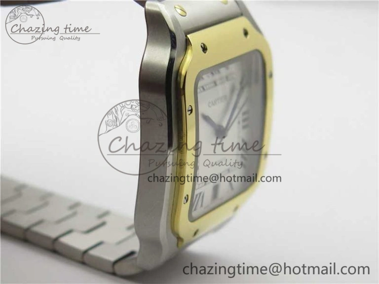 Santos de Cartier 40mm 2018 SS YG RXW 1:1 Best Edition White Dial on SS YG SmartLinks Bracelet MIYOTA 9015