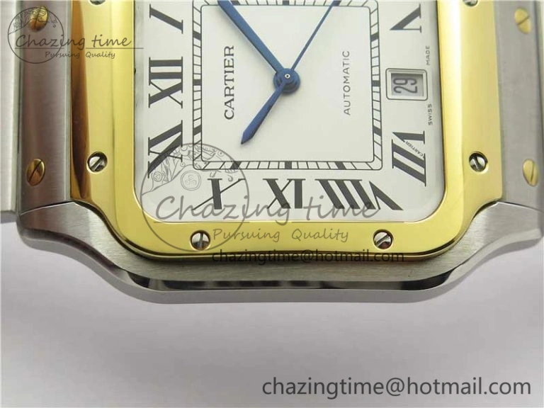 Santos de Cartier 40mm 2018 SS YG RXW 1:1 Best Edition White Dial on SS YG SmartLinks Bracelet MIYOTA 9015