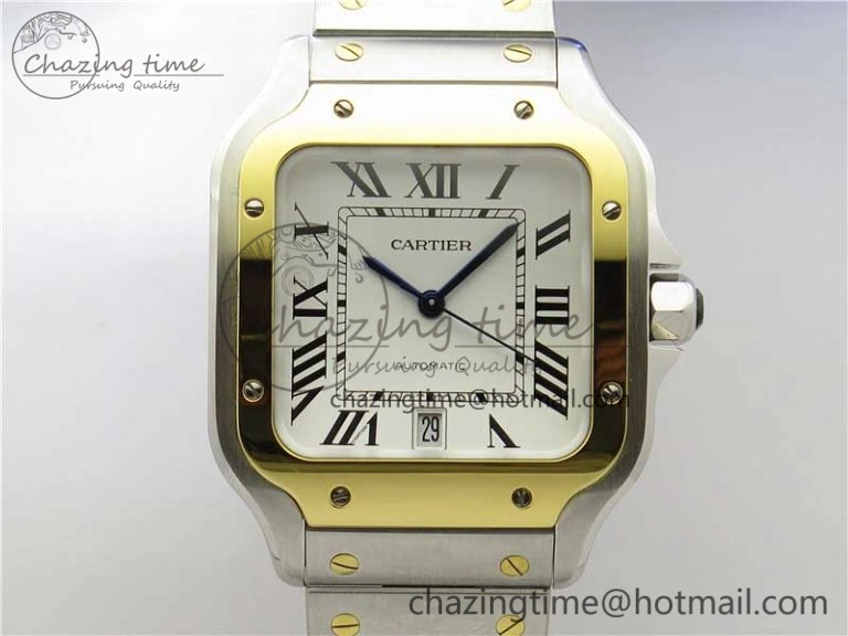 Santos de Cartier 40mm 2018 SS YG RXW 1:1 Best Edition White Dial on SS YG SmartLinks Bracelet MIYOTA 9015