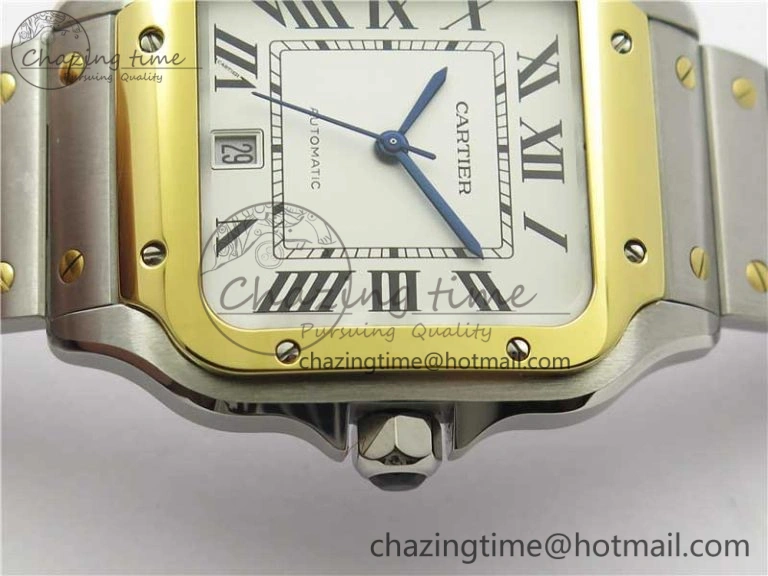 Santos de Cartier 40mm 2018 SS YG RXW 1:1 Best Edition White Dial on SS YG SmartLinks Bracelet MIYOTA 9015