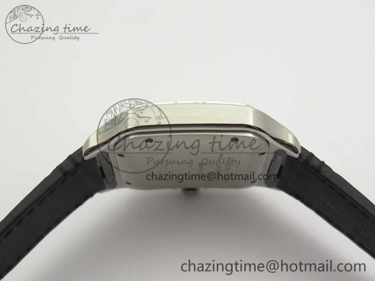 Santos de Cartier 40mm 2018 V6F 1:1 Best Edition White Dial RG Bezel on Black Leather Strap MIYOTA 9015