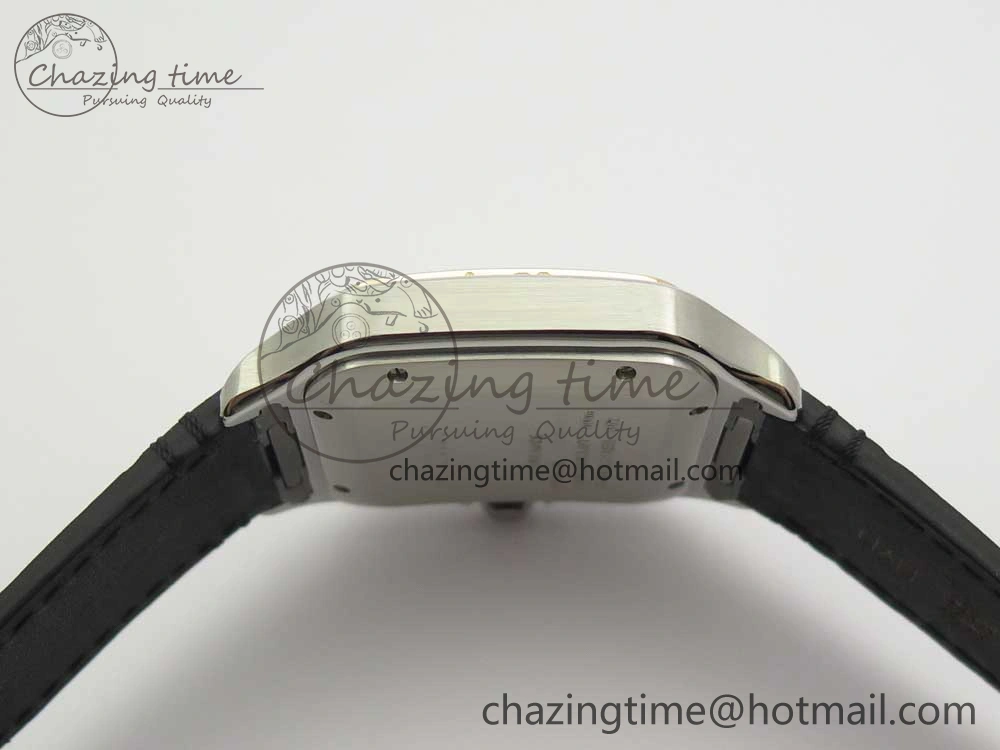 Santos de Cartier 40mm 2018 V6F 1:1 Best Edition White Dial RG Bezel on Black Leather Strap MIYOTA 9015